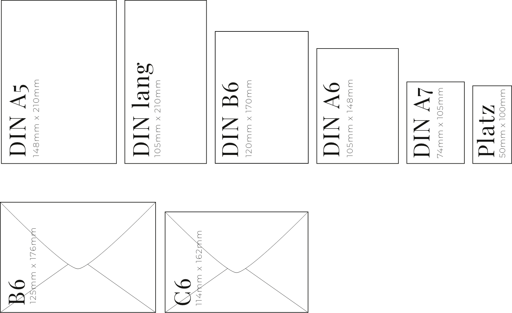 Formate Handgeschöpftes Papier verfügbare Formate des handgeschöpften Papiers